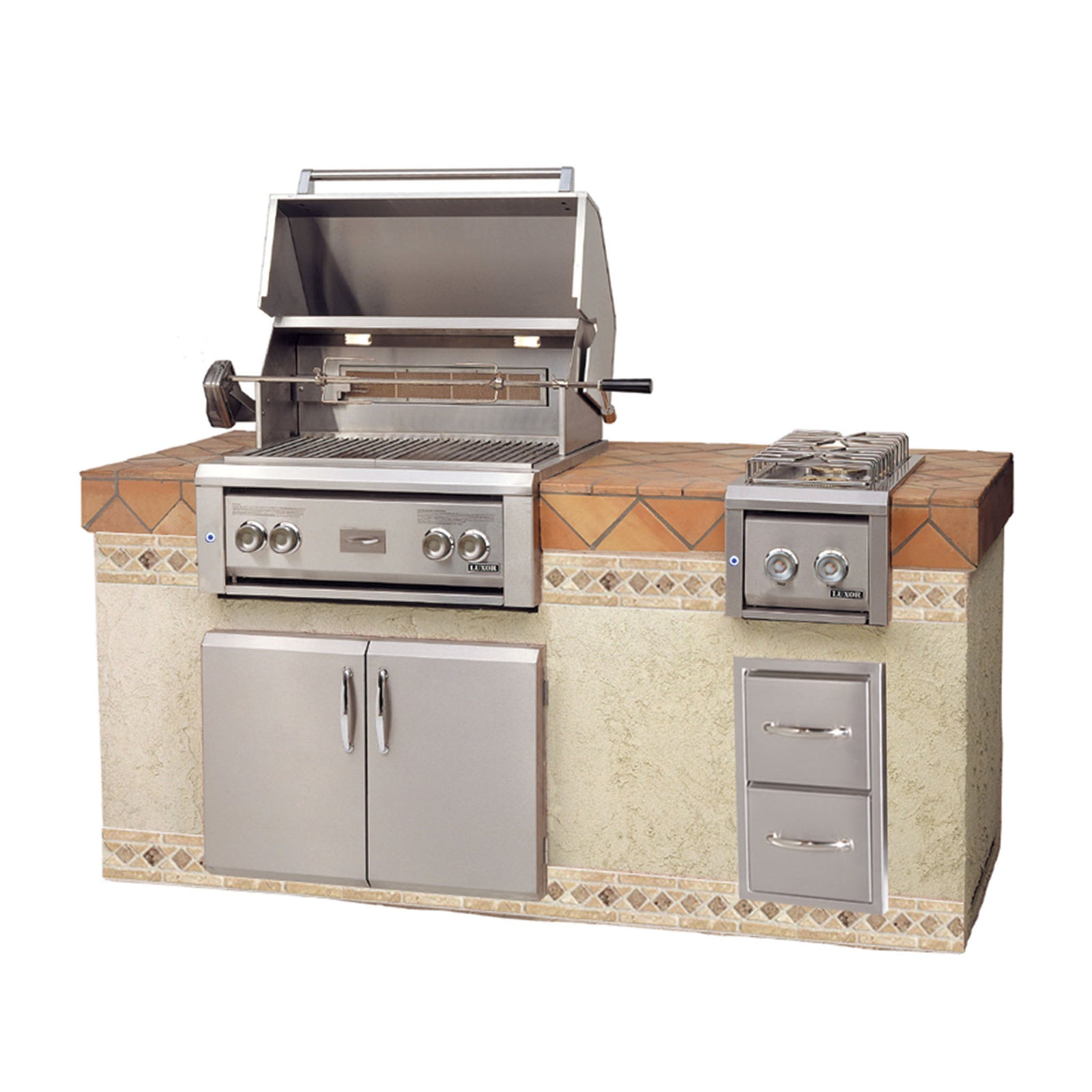 Luxor 30" Built In Natural Gas Grill w/ Rotisserie, IR Back Burner &amp; 2 IR Burners AHT-30R-BI-NG