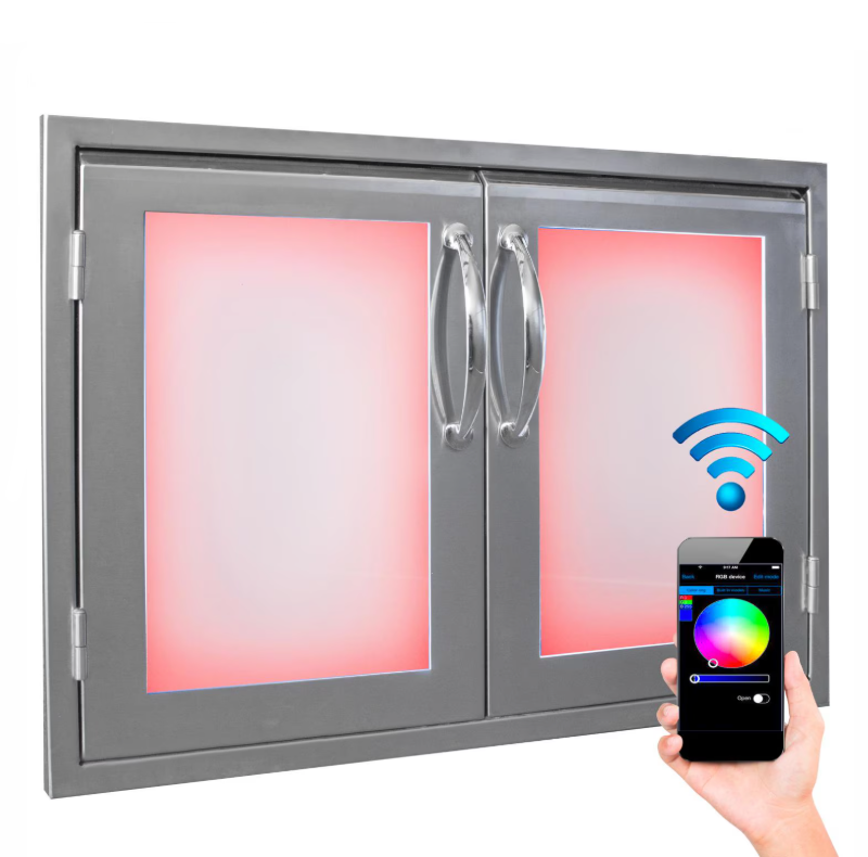 Luxor 30" Illuminated Stainless Steel Double Doors AHT-IL-AD-30