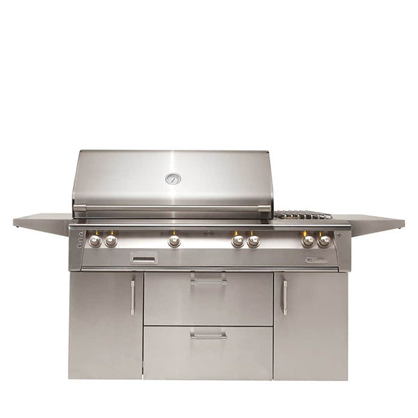 Alfresco 56" Natural Gas Grill on Cart with SearZone and Sideburner ALXE-56SZC-NG