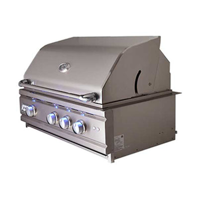 RCS 30" Cutlass Pro Series Built-in Propane Gas Grill with Blue LED and Rear Burner RON30A-LP