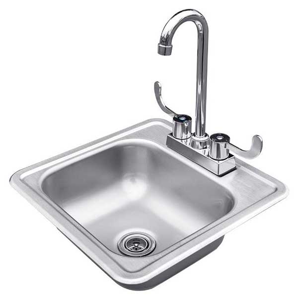 RCS 15" x 15" Outdoor Rated Stainless Steel Drop-in Sink With Hot/Cold Faucet RSNK1