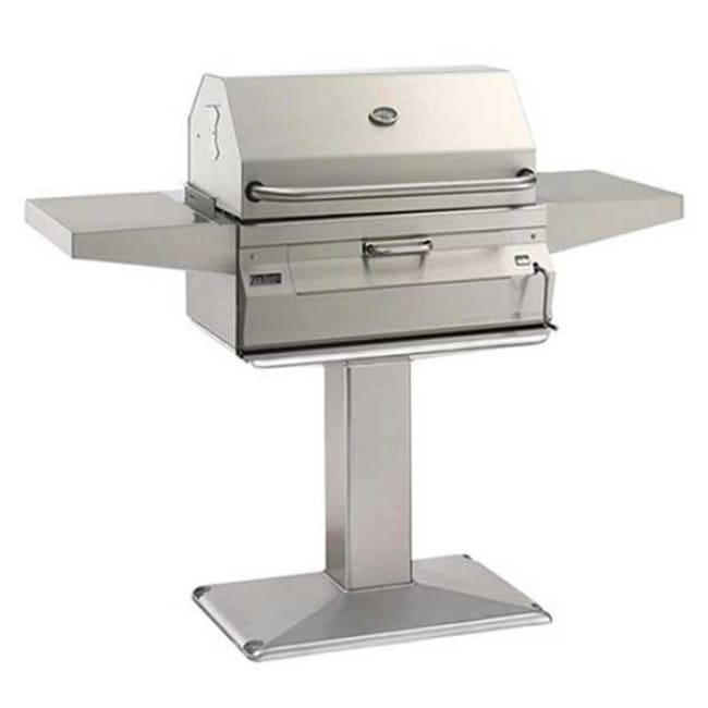 Fire Magic Legacy 24 Meat Smoker Charcoal Grill On Patio Post 22-Sc01C-P6 - Outdoor Grills